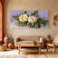 Roses roses et fleurs sur fond mauve, ensemble de 3 impressions sur toile-1787898498