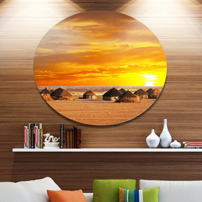 «Landscape Colorful African Village Huts View», reproduction de photo