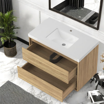Meuble-lavabo spacieux en bois avec lavabo moderne pour la maison
