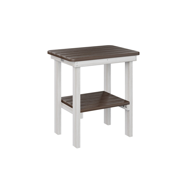 Outdoor Rectangle Side Table, Black, Brazilian Walnut/Slate