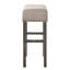 2 tabourets de comptoir rembourrés en lin brun clair - Pieds carrés en bois gris vieilli pour chaises de hauteur de salle à manger