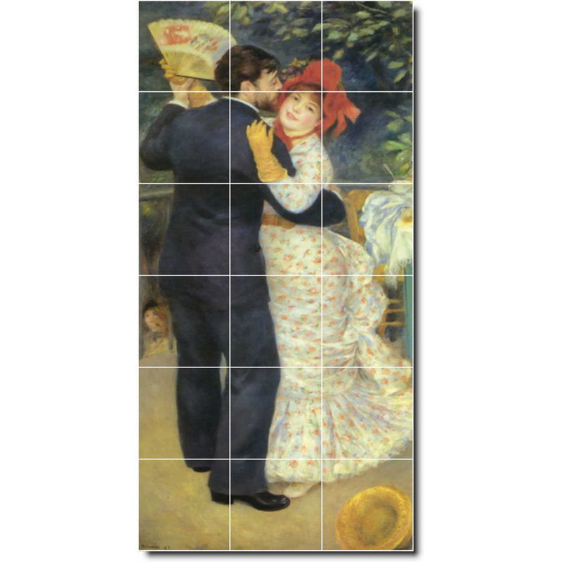 Carreau de céramique décorative 12,75 po x 25,5 po 4,25 po x 4,25 po, Auguste Renoir, homme, femme, peinture W07378