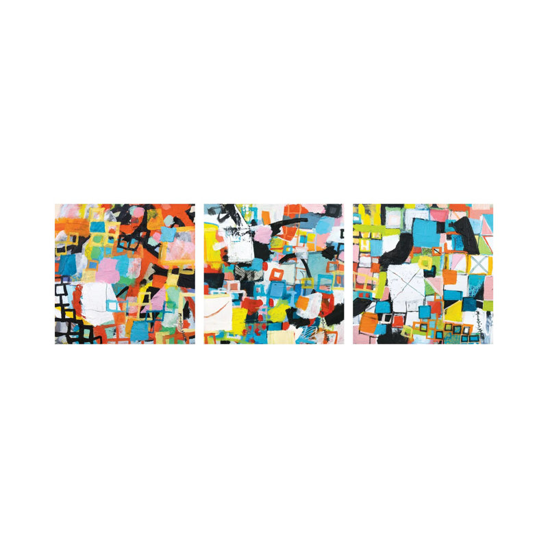 «Power Through Triptych» - ensemble d'art mural sur toile tendue (ensemble de 3)