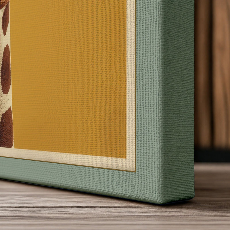 Giraffe Portrait Modern - Wrapped Canvas, 36x24 - 91.4 x 61.0 cm, Sage Border