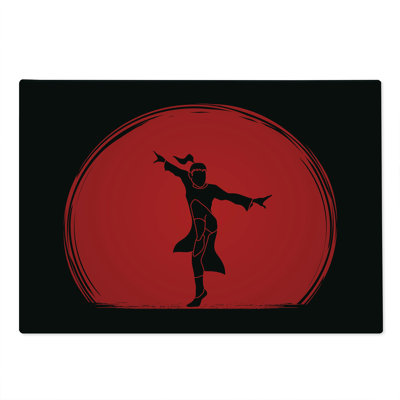 Ambesonne Kung Fu Cutting Board Large Size Man in Powerful Karate Pose Charcoal Grey Vermilion