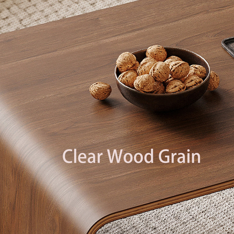 41.3" Modern Wood Brown Coffee Table, Solid Wood Living Room Table