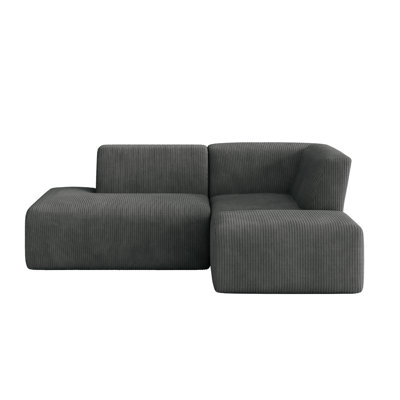 Ensemble de canapé modulaire rembourré en velours côtelé avec repose-pieds 3 pièces Berlare - entièrement compressé, aucun assemblage requis