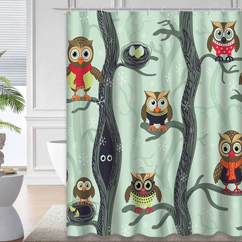 Rideau de douche Owls Winter, L 72 po x l 78 po