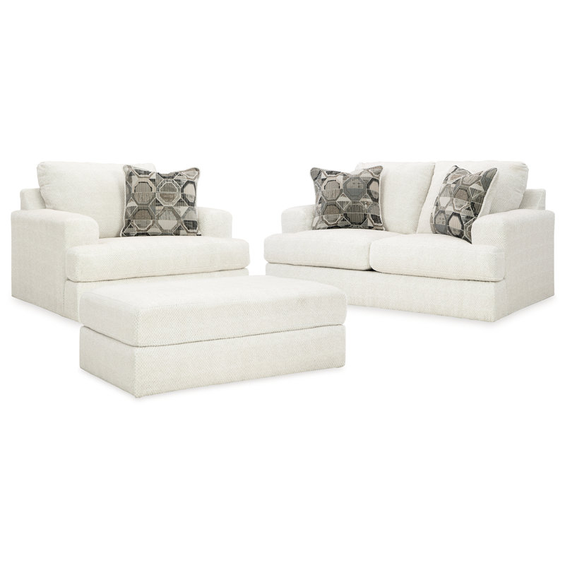 Causeuse, fauteuil surdimensionné et repose-pieds décoratif Karinne