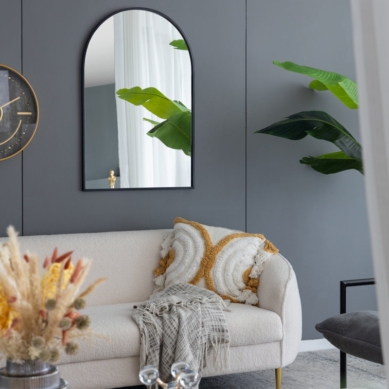 Miroir arqué noir avec cadre en métal