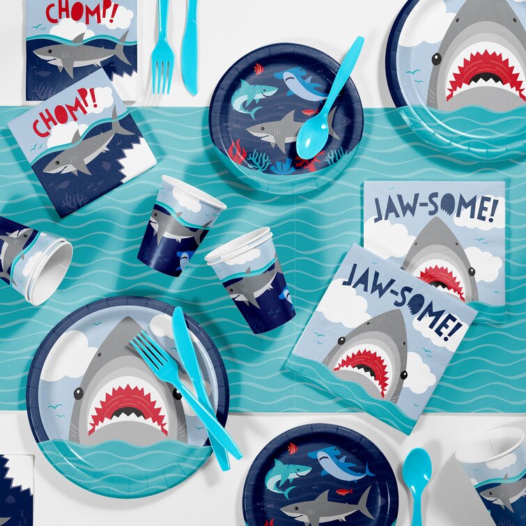 Creative Converting Shark Party Supplies Kit for 8 Guests