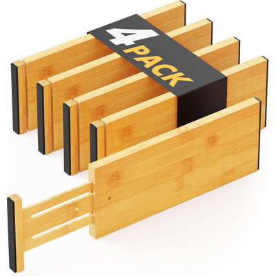 4 Pack Dresser Drawer Dividers, 4.65“ High Adjustable 12.5“-17” Drawer Organizers