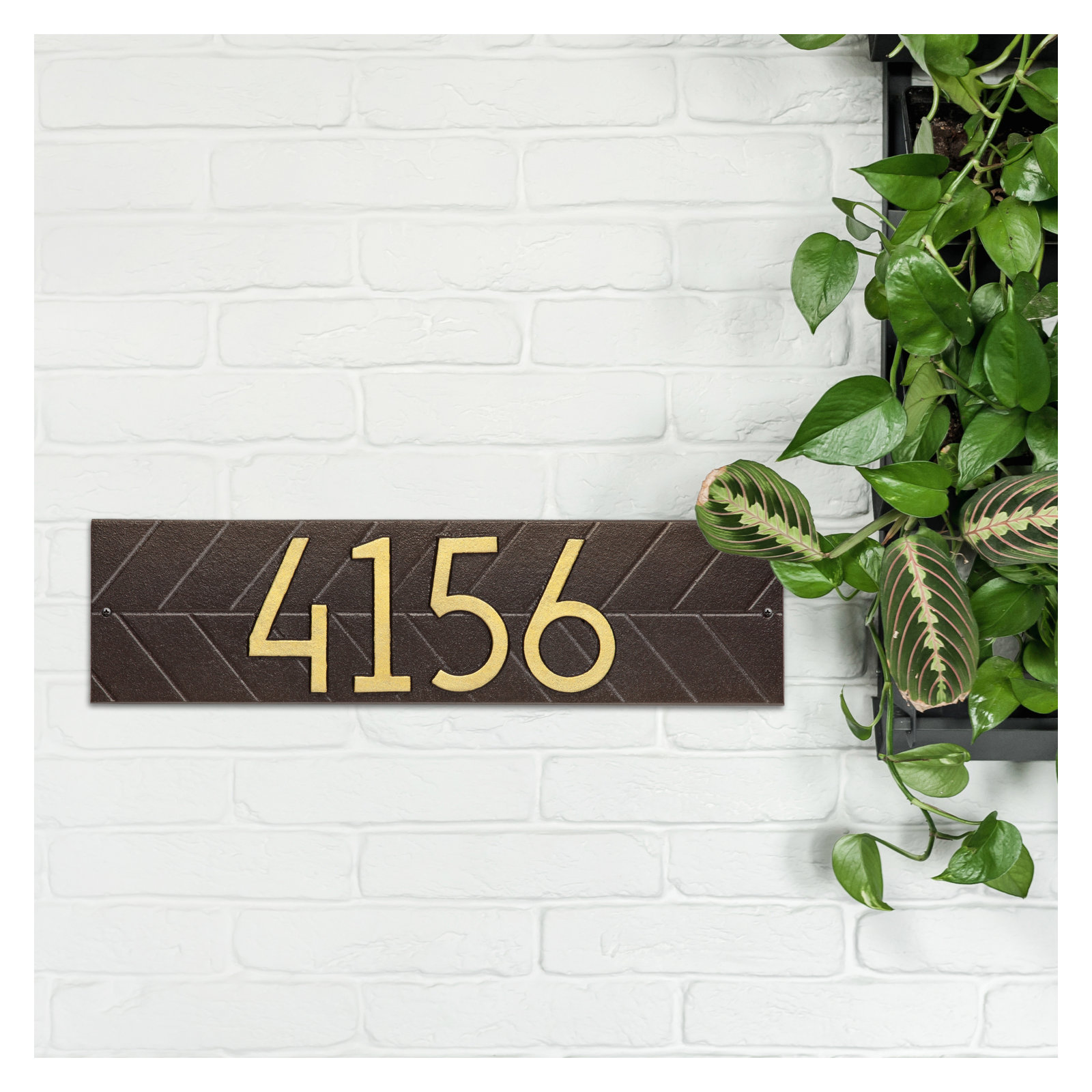 Mid-century Modern Herringbone Wall Plaque, Dark Bronze/Gold, Yes