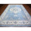 Tapis bleu en laine noué à la main de conception unique 9 pi 10 po x 14 pi New Age Rosalinda