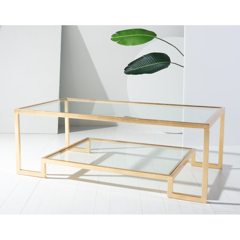 Vivian Gold Leaf Glass Coffee Table with Storage