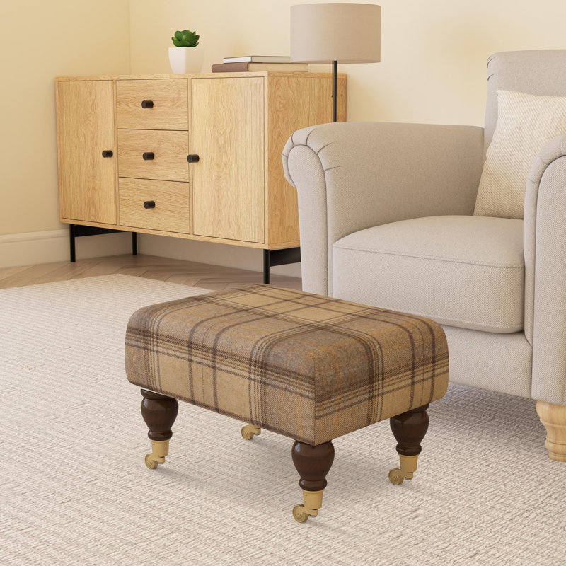 Manufactured Wood Accent Stool, Mahogany, Natural Cream