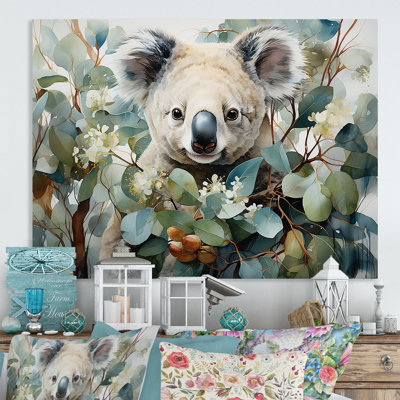 Aquarelle, arbre koala observateur 1, art mural animal en métal koala, MT135032