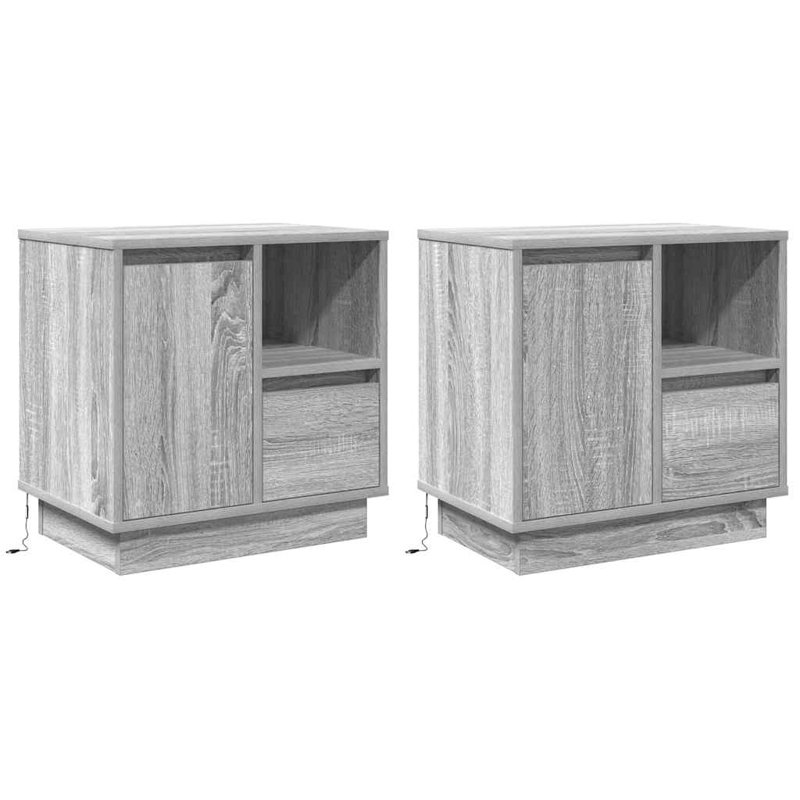Bedside Cabinet With Drawer 2 Pcs 50 X 34.5 X 50 Cm, Grey
