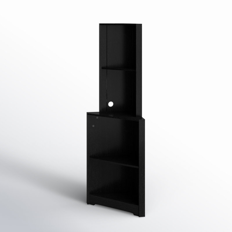 Badina Modern Display Corner Bookcase with Colourful LED Light