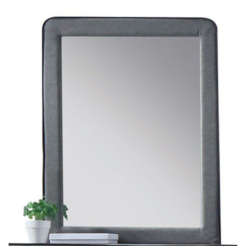 Valda Light Gray Fabric Mirror (INCLUDES MIRROR ONLY)