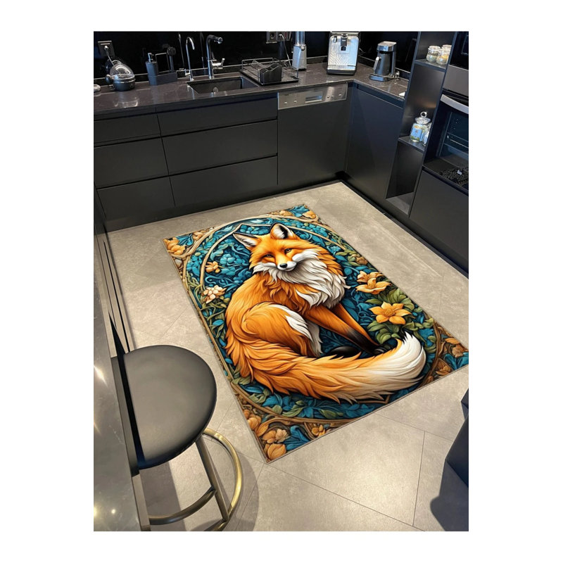 Tapis décoratif lavable jaune moderne, Rectangle 5 pi 2 po x 7 pi 7 po