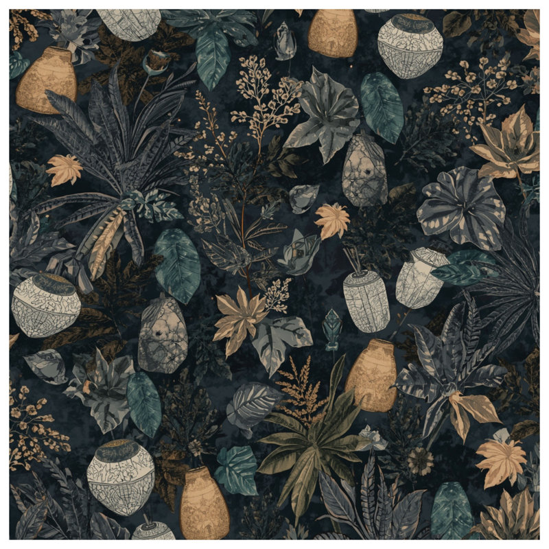 Housses de couette feuilles tropicales et vases, Lit simple