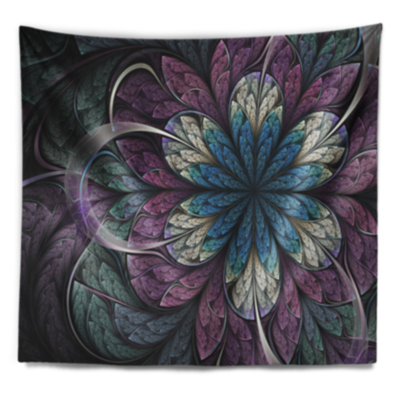 Tapisserie florale florale mauve arrondie, H 50 po x l 60 po