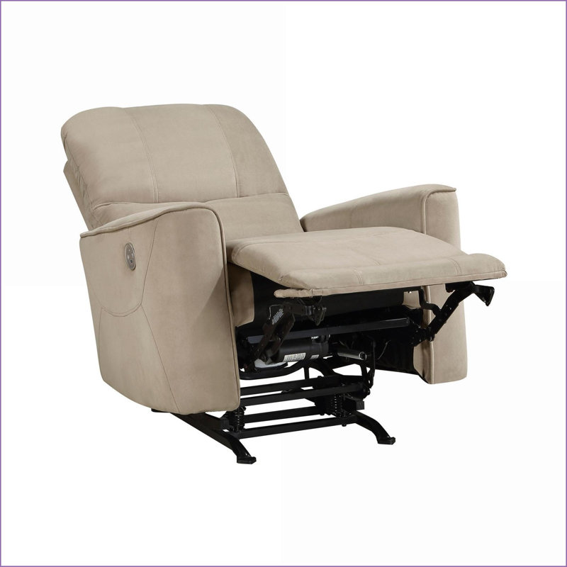 Fauteuils inclinables, fauteuil berçant inclinable électrique moderne avec revêtement en velours | Brun clair brun clair | Cadre en bois massif