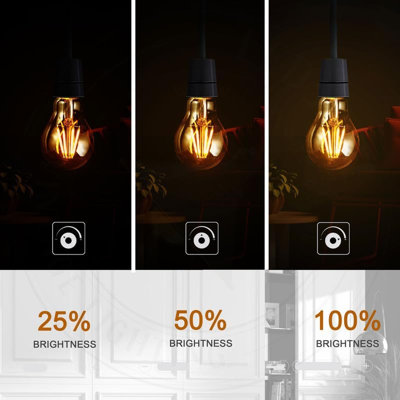 Pack of 6, LED A60 E27 Light Bulb, 4W (40W Equivalent) Dimmable 2700K Warm White 450 Lumens Edison Screw GLS Vintage Amber Glass Globe Energy Saving Lamp Bulb for Home Lighting Decorations