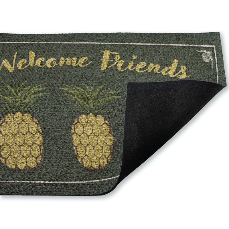 Welcome Friends Pineapples Outdoor Door Mat, design by Darlene Seale, 18"x30"