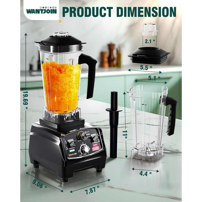 Blender professionnel 60 W à haute puissance avec minuterie WantJoin 1800 W