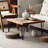 Retro Burlywood Solid Wood Rectangular Coffee Table