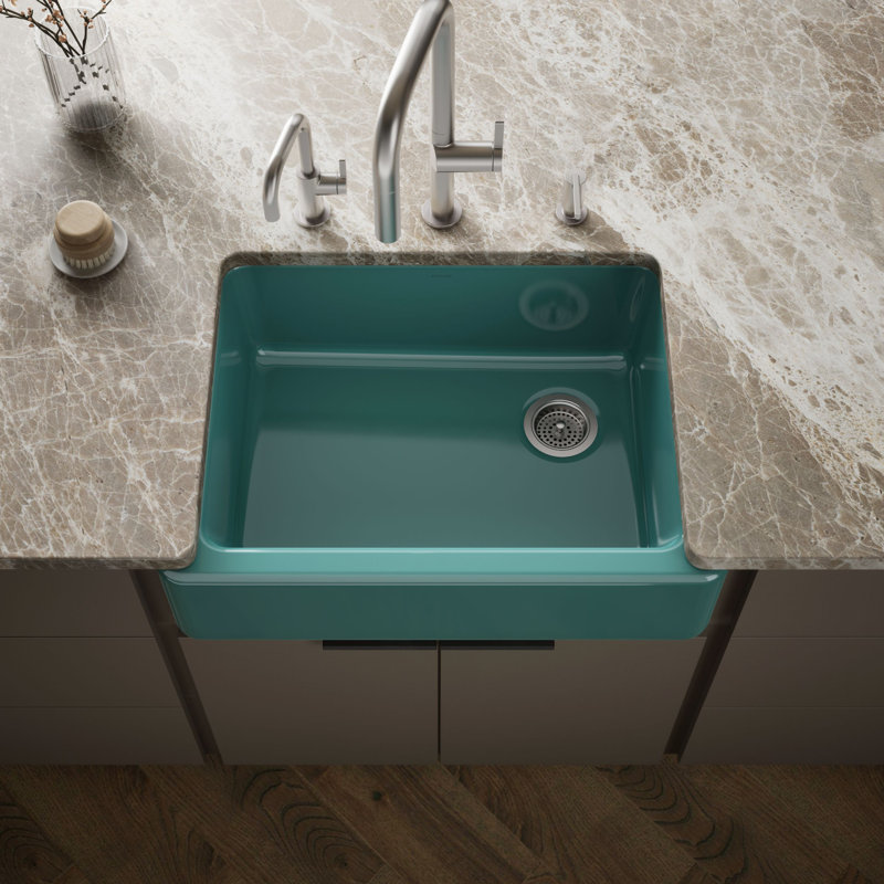 Whitehaven® 29.69" L x 21.69" W Farmhouse Single Bowl Kitchen Sink, Teal