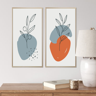 Minimalistic Creative Designs in Retro Colors X - ensemble de 2 peintures
