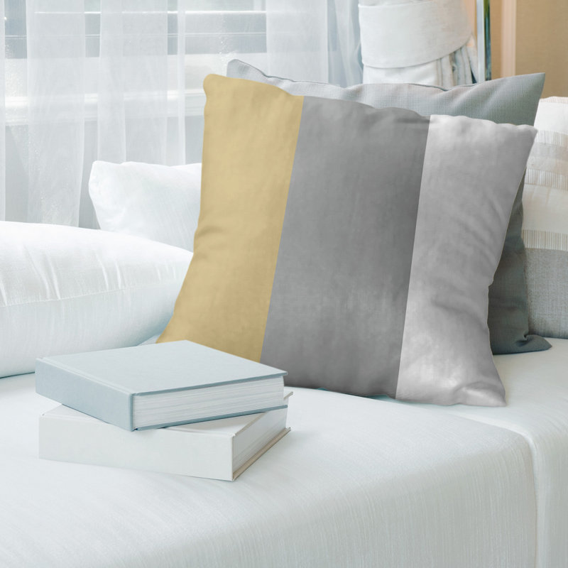 Coussin en suède Colorado, 20 po x 20 po, Or / gris / blanc
