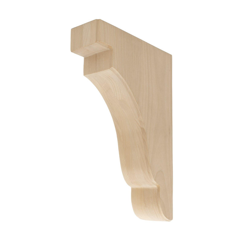 Grand corbeau de support en bois massif traditionnel non fini 14 po x 3 po x 9 po, Aulne