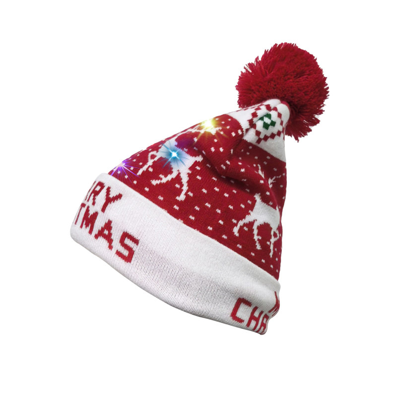 Light Up Xmas Festive Fun Cosy Hat Merry Xmas Nordic
