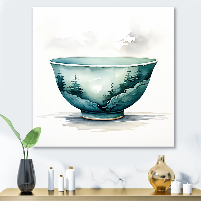 Green Chinese Teacup Delight III - China Art Metal Wall Art, 16" H x 16" W