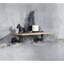Support mural à un niveau dans la conception de la conduite d'eau, structure et structure en métal, aspect chêne et noir, capacité de 10 lb, niveau de tablette avec aspect, bois synthétique, 18 pouces de large