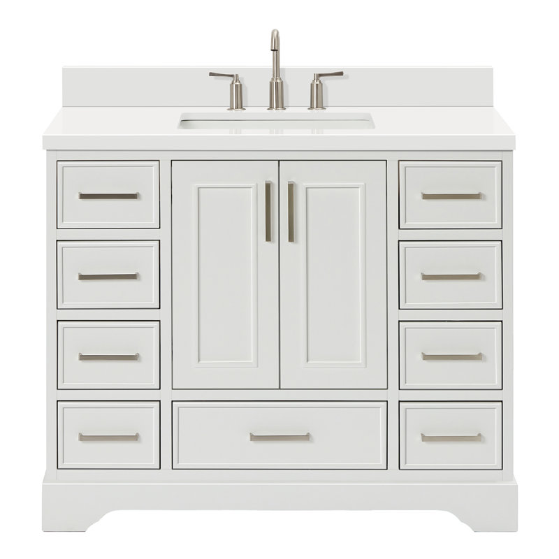 Meuble-lavabo simple avec plateau Abshire 43, Rectangular, Gris