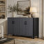 Armoire 4 portes de style campagnard avec finition naturelle Mirod, une touche rustique pour les entrées ou les petits espaces-130150880-130150877-130150881