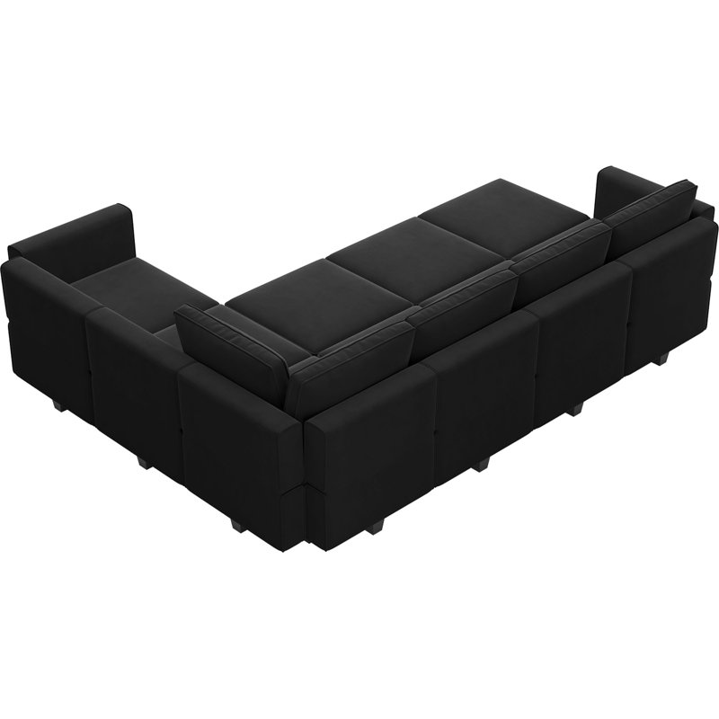 Teangela 11 - Piece Velvet Sectional, Black Velvet