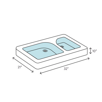 32 " L Undermount Double Bowl Granite Kitchen Sink