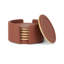Cognac Leather Coaster Set With Holder