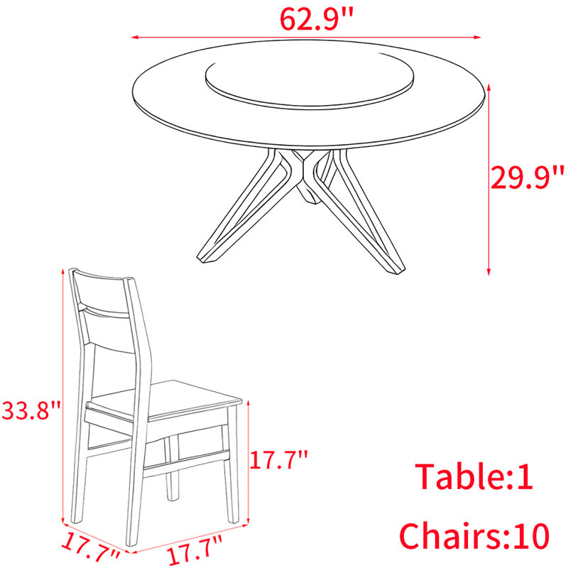 American style vintage solid wood dining table set