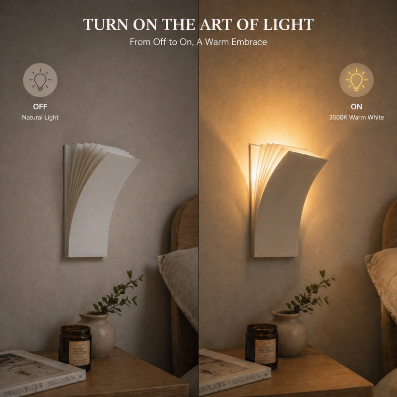 Warm Hardwired Book Page Wall Lamp