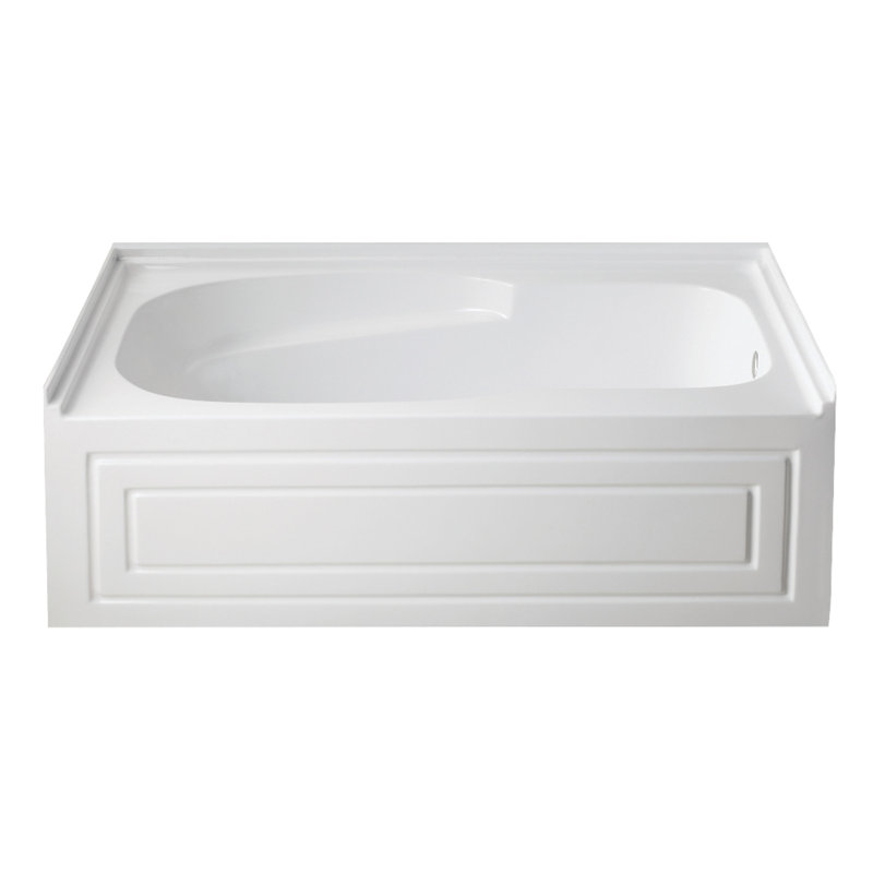 Kingston Brass Aqua Eden 60-Inch Acrylic Rectangular 3-Wall Alcove Tub with Armrests and Anti-Skid Surface, Right