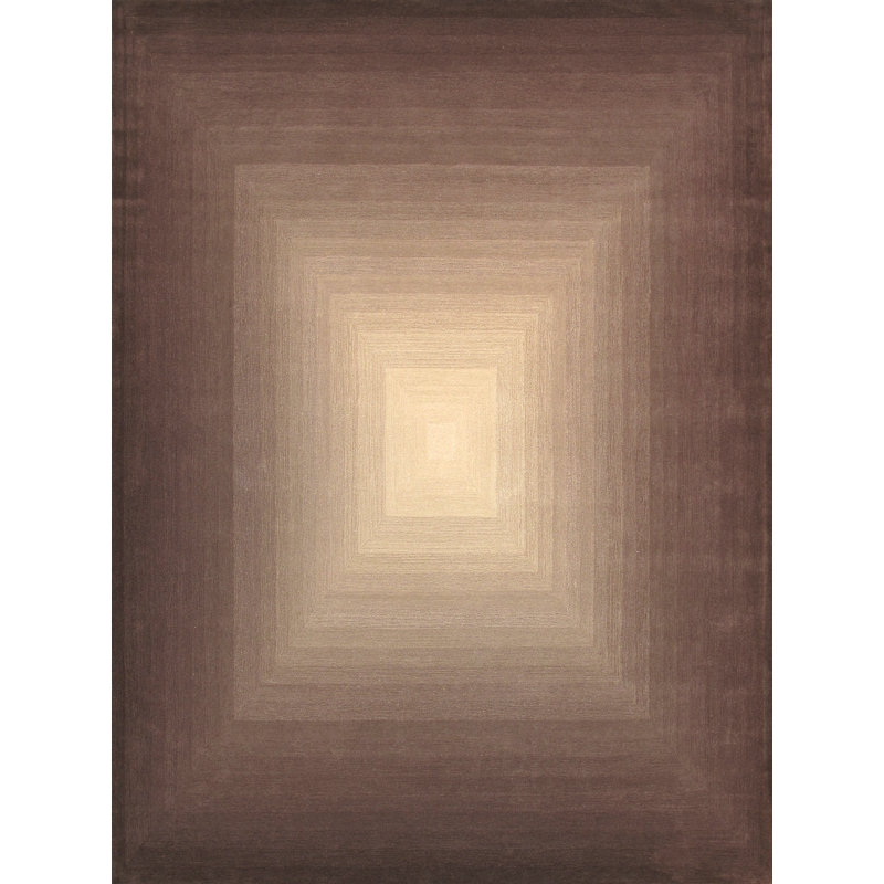 Handmade Brown/Ivory Ombre Wool & Silk 5' x 8' Area Rug