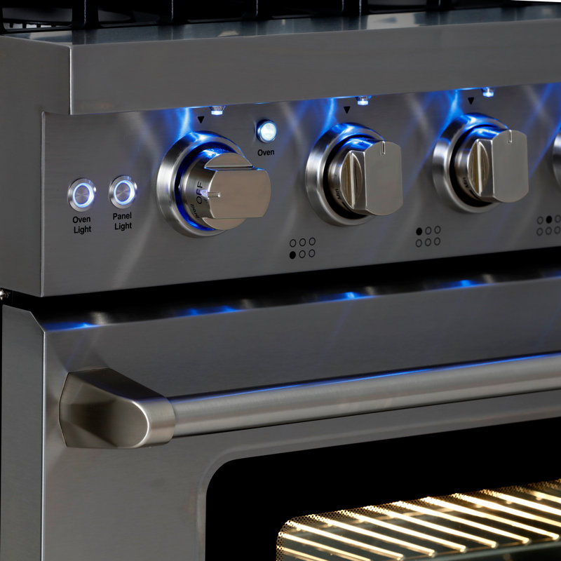 Ensemble de cuisine 2 pièces avec cuisinière à gaz autoportante 36 po et hotte encastrable 36 po