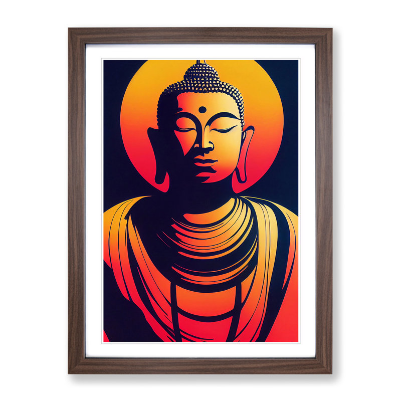 Modern Buddha No.1 Abstract - Framed Print, 46cm H x 34cm W x 2cm D, Walnut